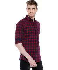 Dennis Lingo Men Checkered Casual Blue Shirt
