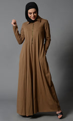Cotton Jersey Collar Abaya